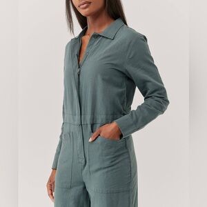Pact Long Sleeve Blue Jumpsuit / Harbour Zip Jumpsuit / Medium Cotton Hemp Blend